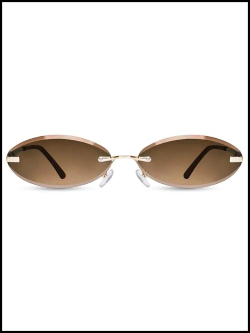 Rimless Oval Sunglasses with UV400 Protection Trendy Metal Frame